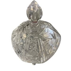 Vintage Cut Glass Crystal Candy Dish w/ Lid 8" Tall
